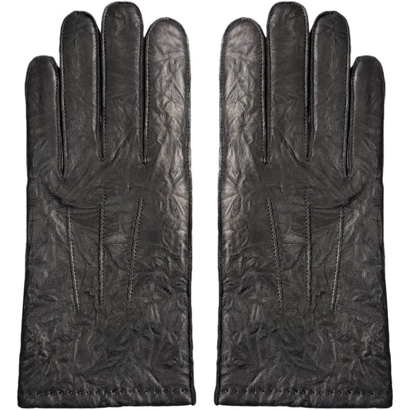 Men's Winter Leather Cashmere Lined Wrinkle-Resistant Vintage Gloves KM052US
